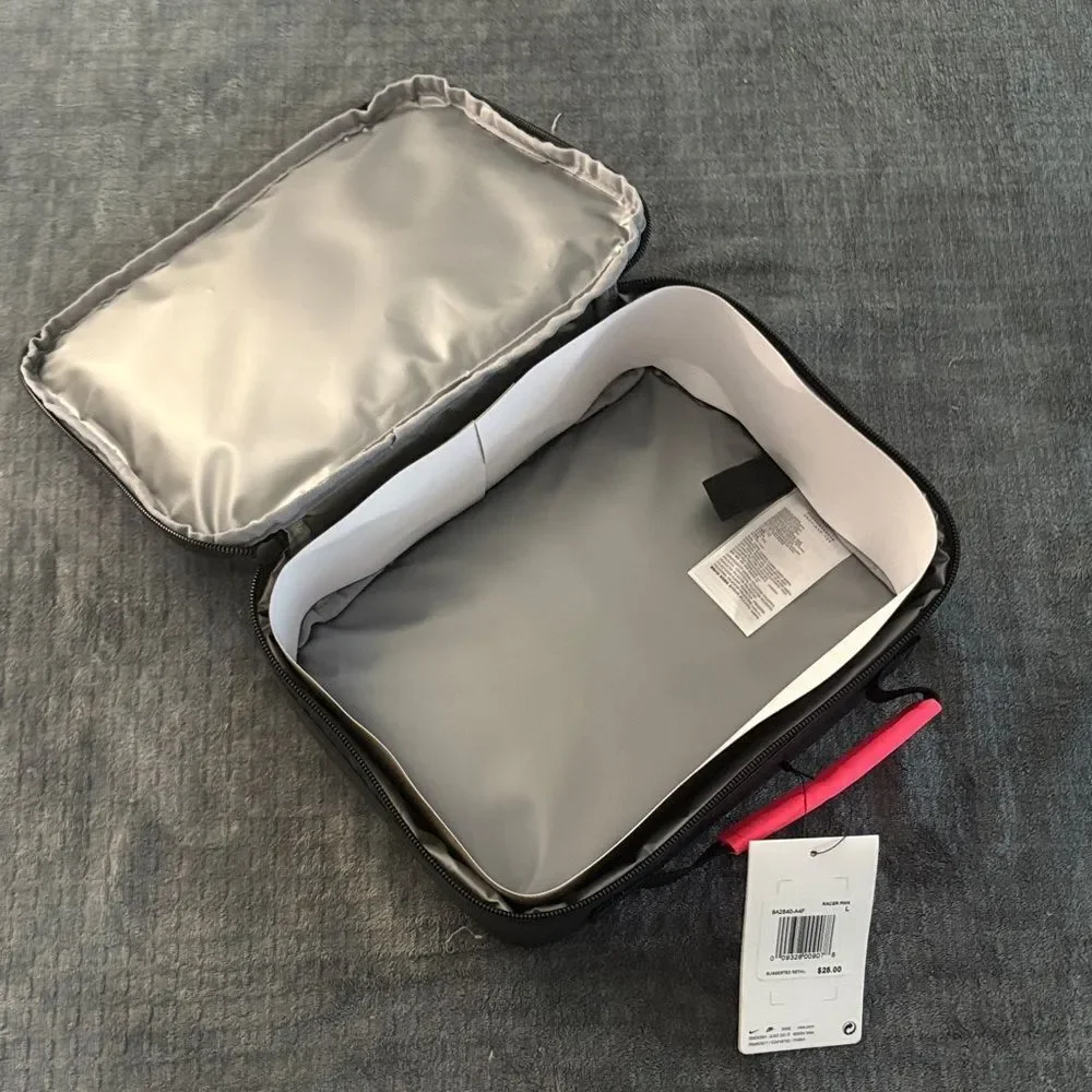 Nike Black and Pink Lunch Bag with Slogan